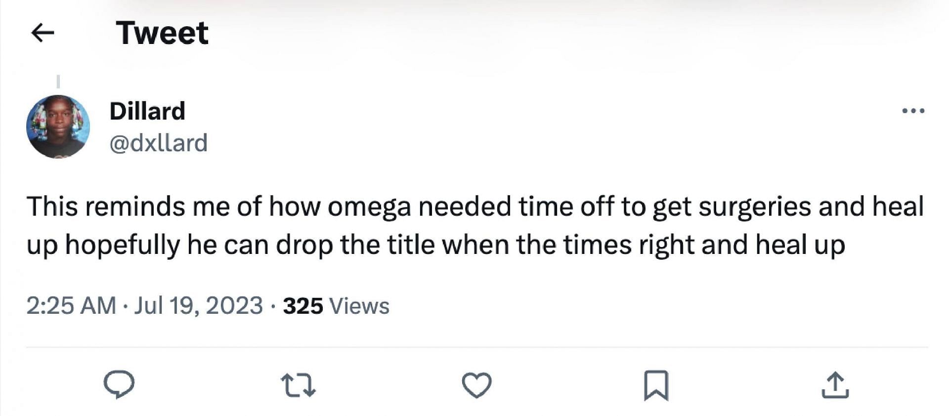 A screenshot of a fan's tweet